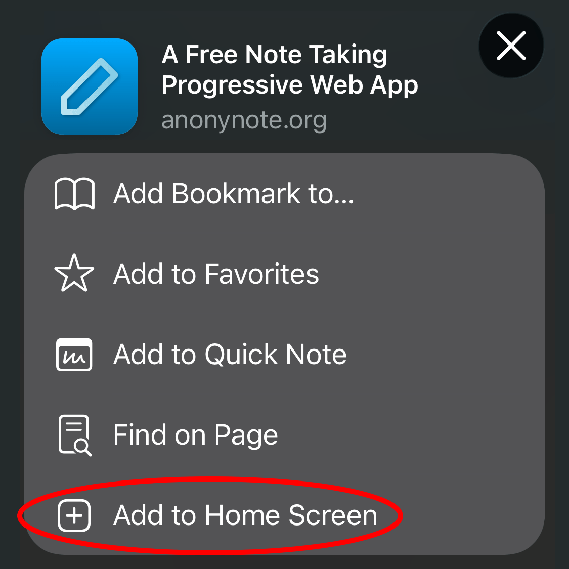 Add to Home Screen on iOS
